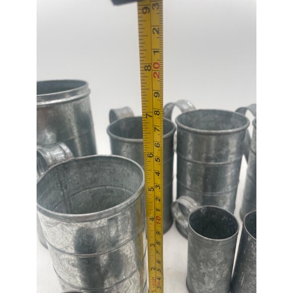 Vintage Galvanized Metal Pitchers Mugs Set  Rustic Farmhouse Decor  Collectible - Picture 7 of 9